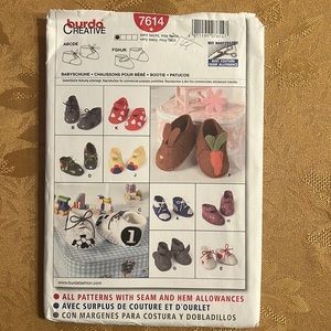 Burda Creative Sewing Patterns 7614 baby shoes